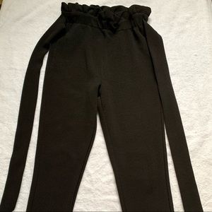 Women’s SHEIN Belted Paperbag Waist Skinny Pants